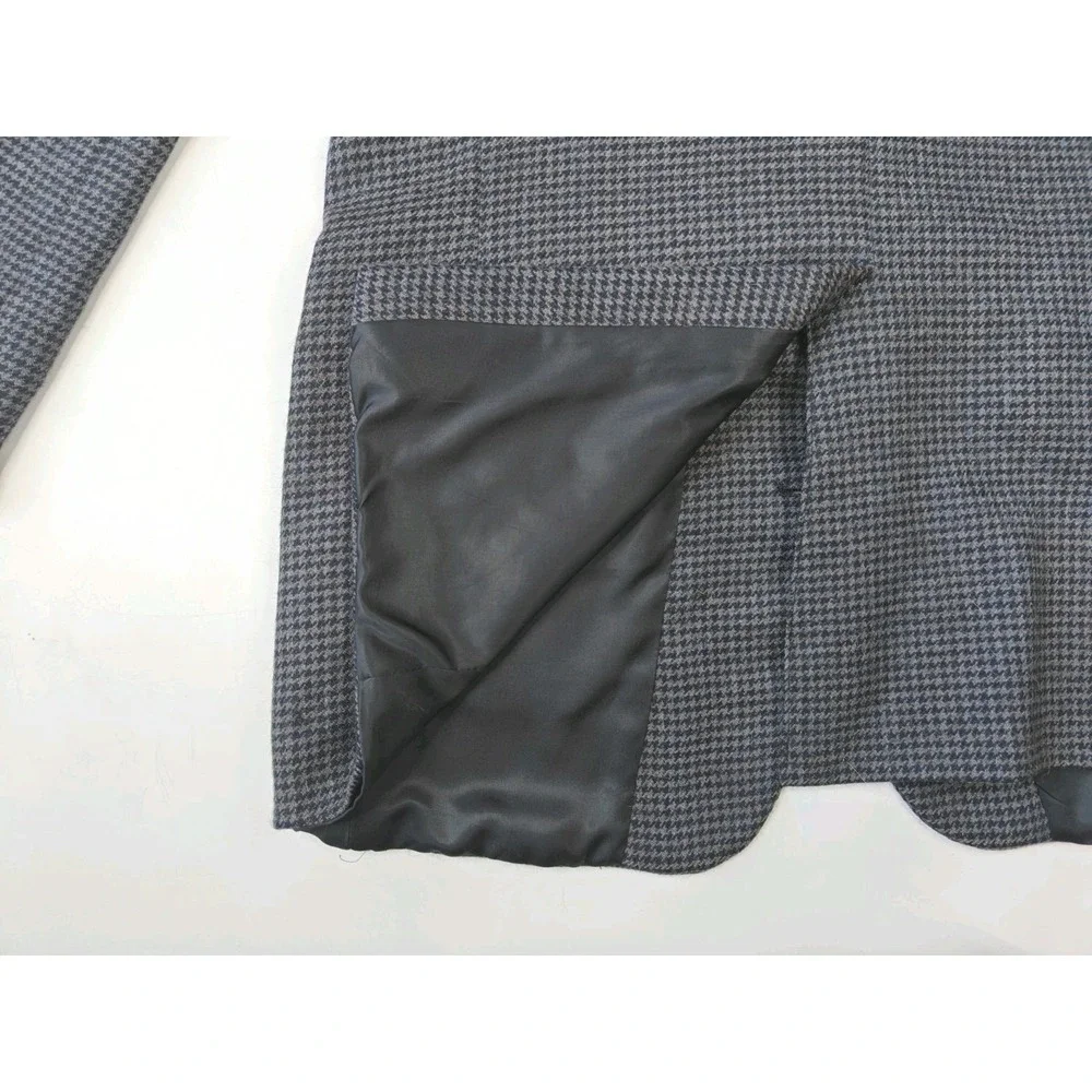 Palm Beach Mens 43L Wool Sport Coat Blue Gray Houndstooth Vintage USA Made J505